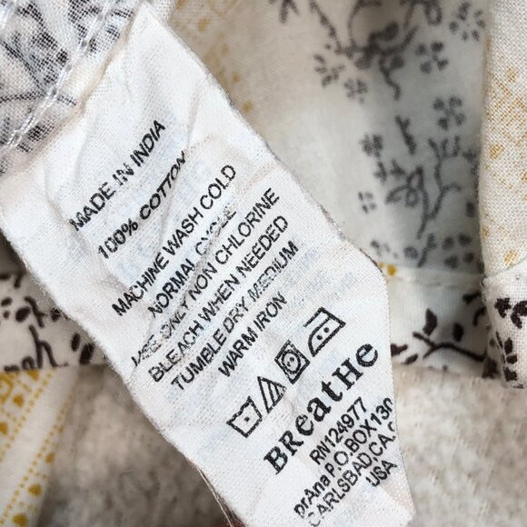 Prana Shirt Mens S White Yellow Floral Stripes Pocket 100% Cotton Button Up Logo - Picture 13 of 14